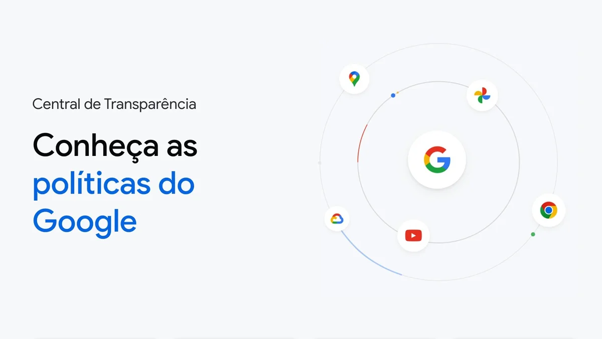 conheça as politicas do Google e logo da central de transparência