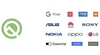 A grid of logos that demonstrates which devices and brands Android Q beta is available on, including Pixel, Sony, Nokia, Huawei and LG.