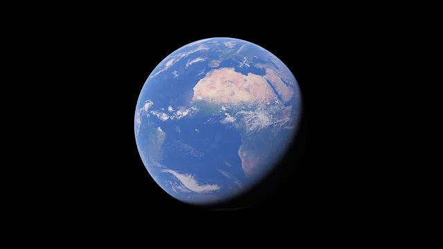 宇宙からの地球撮影の画像。