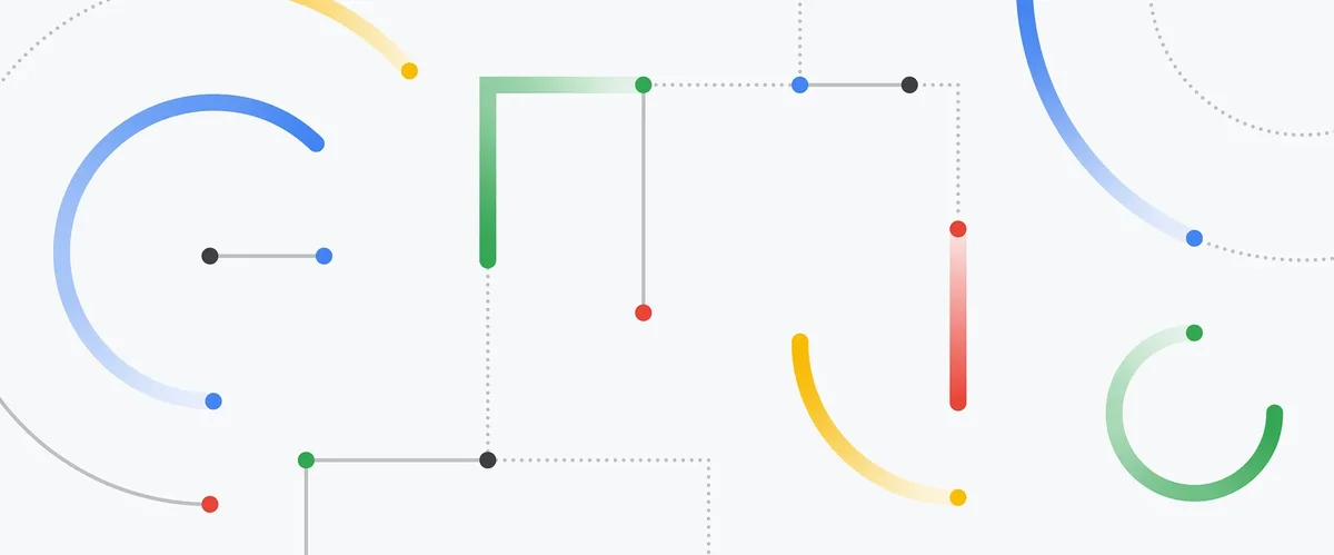 Google の色で描かれたラインイラスト画像。