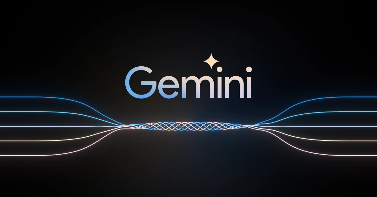 Logo for new AI model called Gemini on black scren