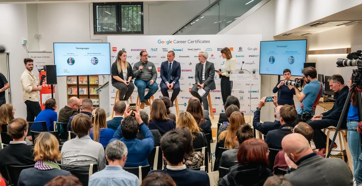 Lancement des Google Career Certificates en France, en présence du ministre du Travail, du Plein emploi et de l'Insertion