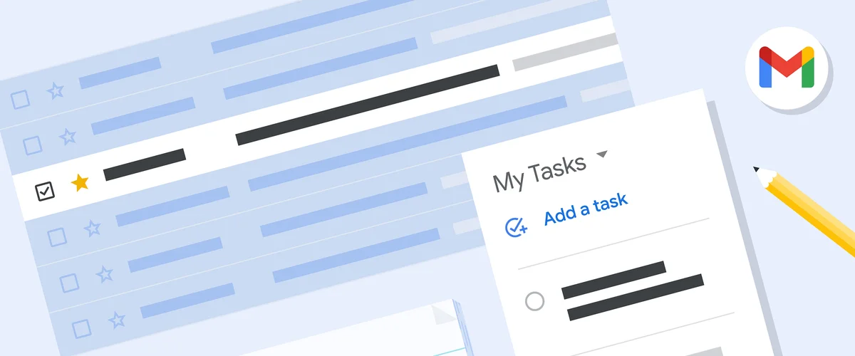 An illustration of an inbox in Gmail with a Google Tasks sidebar