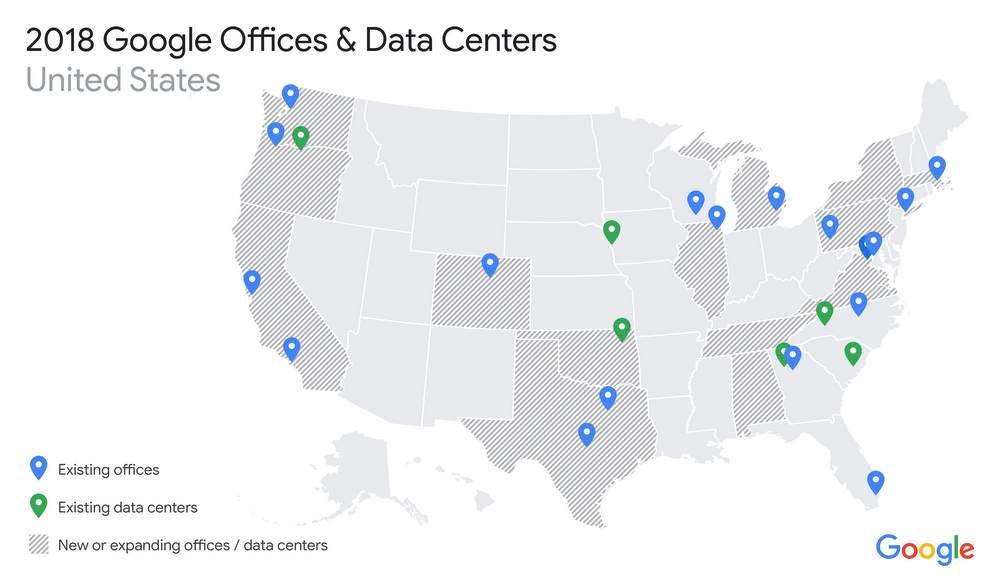 Google offices and data centers 2018