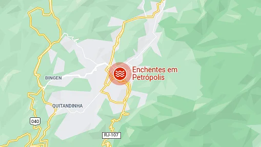 Alerta de SOS de Petrópolis no Google Maps