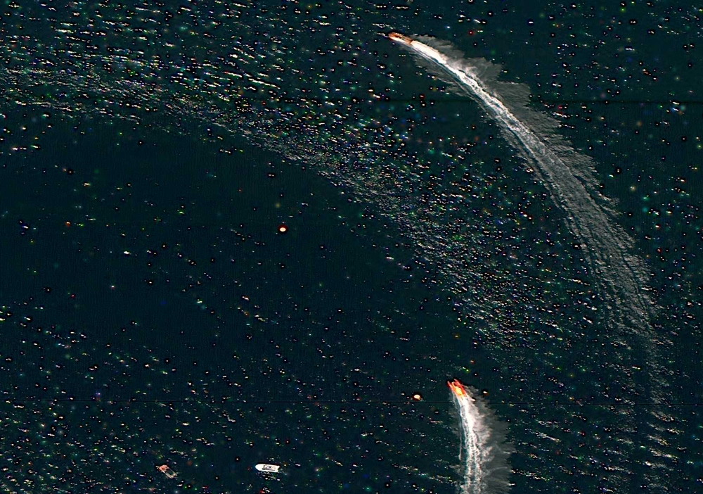 Satellite image of a hydroplane race