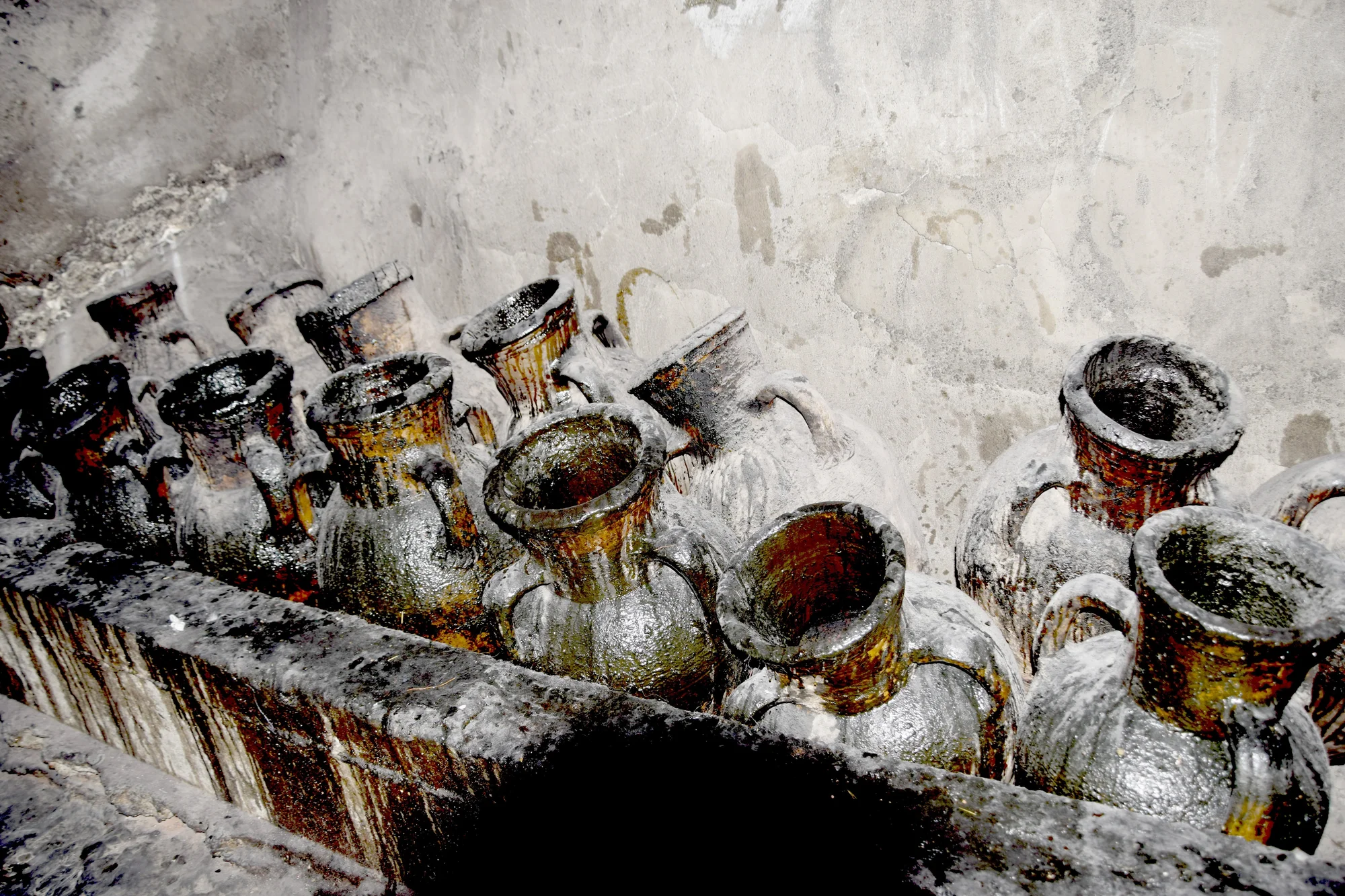 Photograph taken by Elham of jars storing oil.