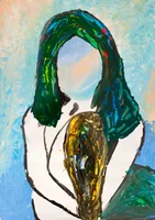 Painting by Ivana Waleed, Yazidi Activist and Survivor, titled Unknown, faceless woman.