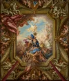 The Abduction of Cephalus, by James Thornhill, 1715. Thornhill's ceiling in the Queen's Bedchamber at Hampton Court is in the style of the expansive and exuberant interior decoration of the early 18th century, and tells the ancient myth of Aurora's abduction of Cephalus.