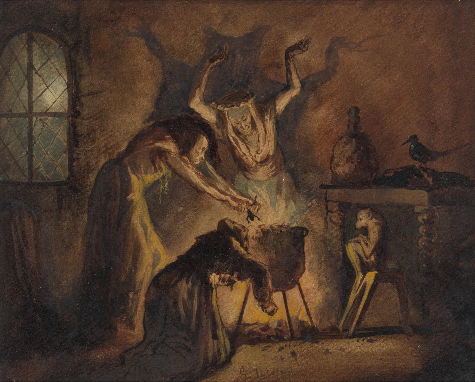 Scene of Three Witches from Shakespeare's Macbeth -  George Cattermole, 1840