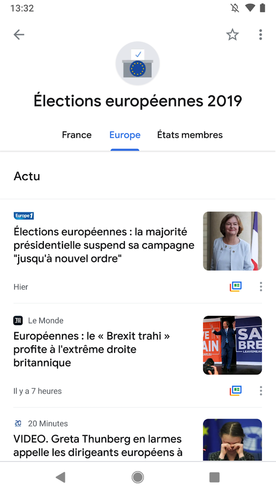 L'actualité "élections européennes 2019" est diffusée