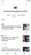 A screenshot of the “2019 European elections” tab in Google News.