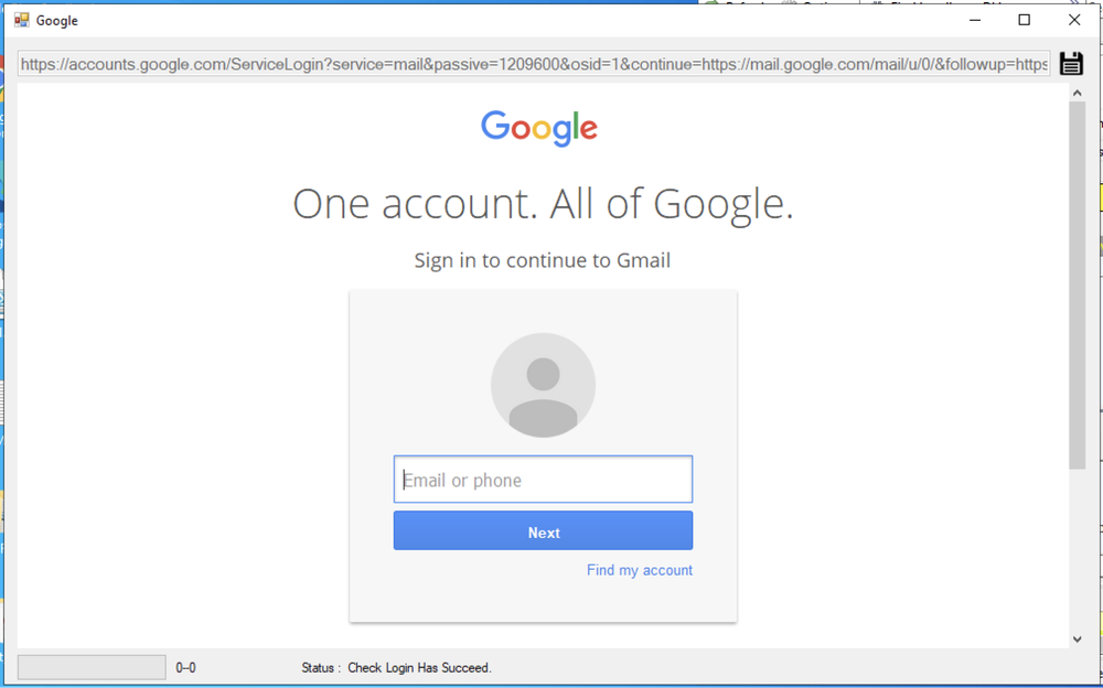 Image of the login page