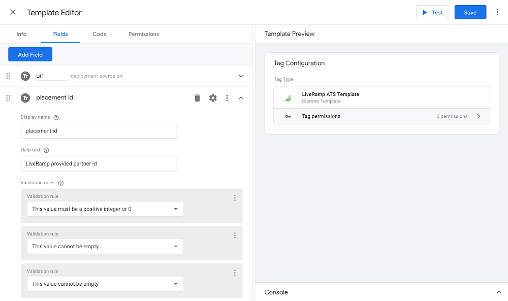 Businesses can add tag templates to their workspace and then tailor the tag by completing the form.