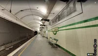 Indoor Street View imagery of the platform at St James station in Sydney.