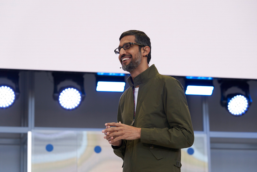 Sundar Pichai delivers last year’s keynote at I/O.