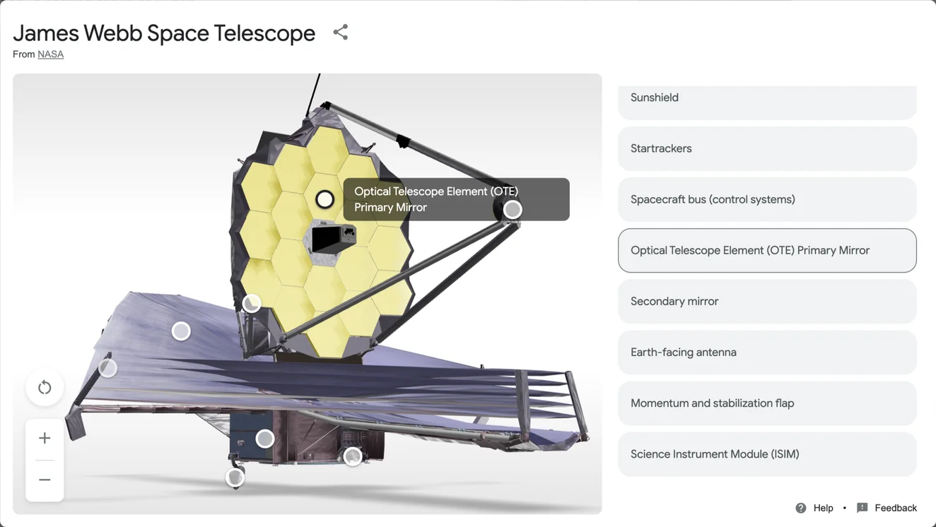 A detailed picture of the James Webb Space Telescope.