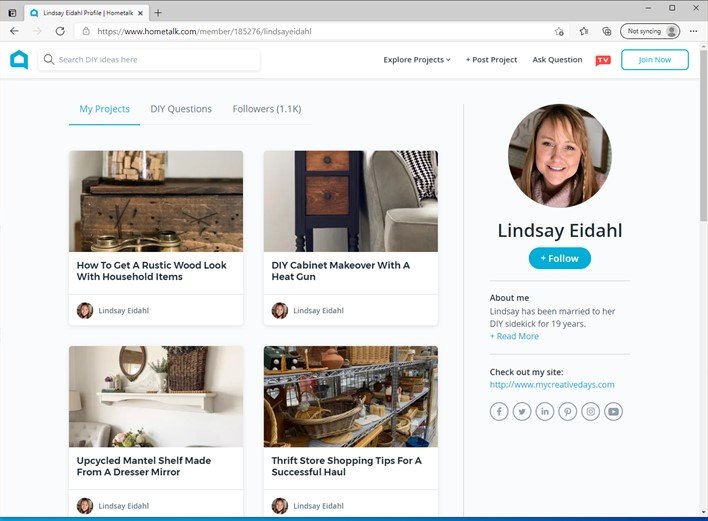 Lindsay Eidahl's profile page on Hometalk