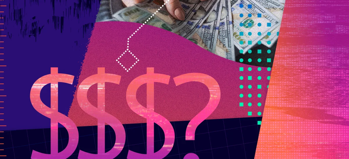 Graphic with dollar signs and pictures of money