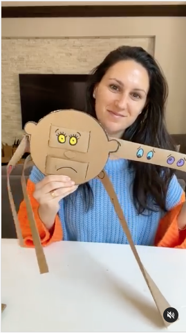 Myriam shows how to create a face to help children depict emotions.