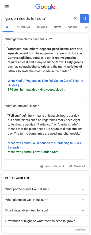 Multifaceted featured snippet