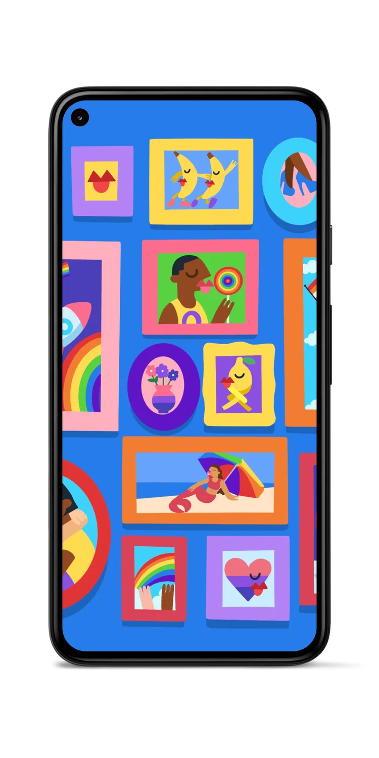 Image showing a Pixel wallpaper of animated people at a museum.
