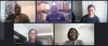 A Google Meet call screenshot of five people on a video chat.