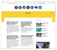 An example website homepage made with Newspack with news stories listed on the page and Web Story preview bubble images in a carousel at the top of the page