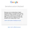 Sensitive action blocked in account