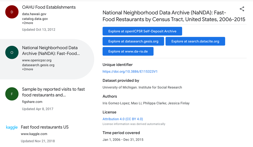 Dataset search