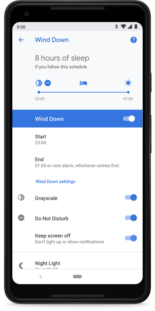 android 9 digital wellbeing - wind down