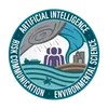 AI2ES logo, an illustration of people and various weather conditions