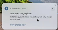 Settings on Chromebook and the adaptive charging feature