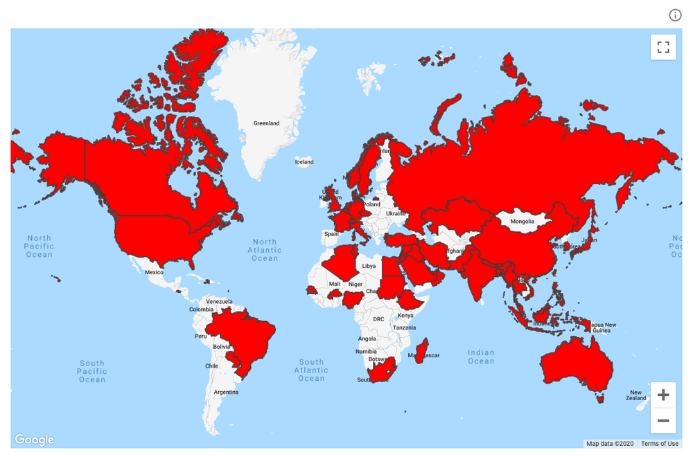 Location of users targeted by government-backed COVID-19 related attacks