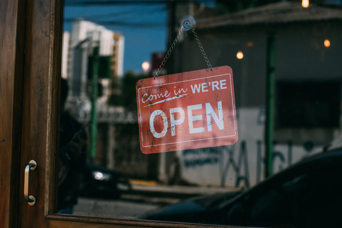 Image of an open sign on a business