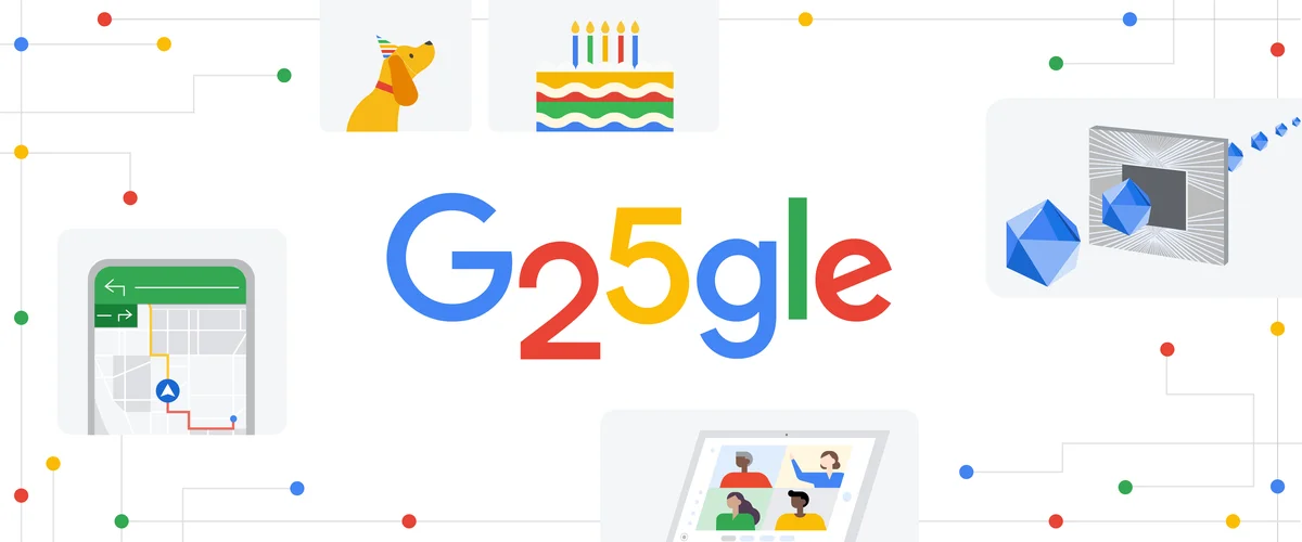 Eine Grafik mit dem Google 25 Logo