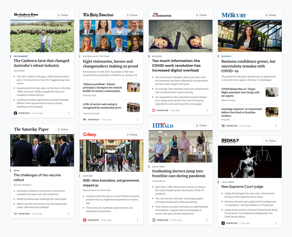 Google News Showcase Launches In Australia