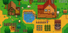 Stardew Valley open-ended farming RPG is on your mobile device with houses, farms, ponds, and animals.