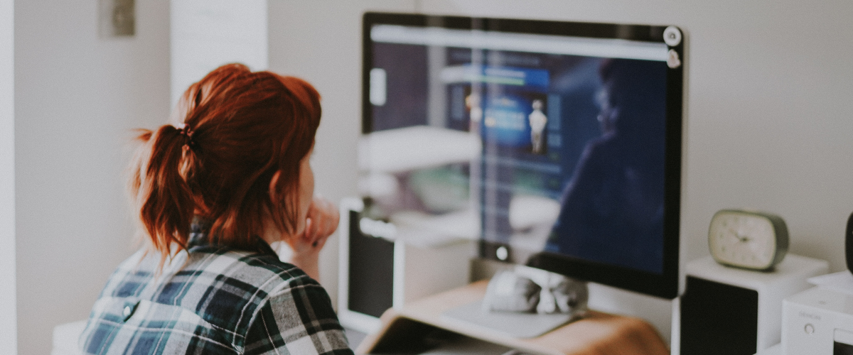 Woman working at a computer