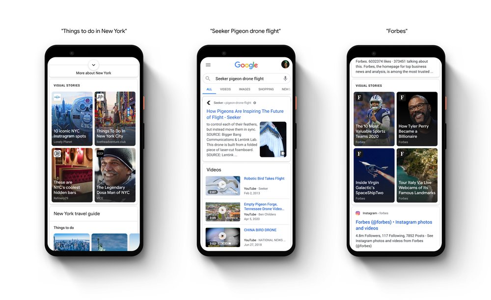 Les différents types d'affichages des Web Stories sur Google | ©Google