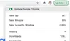 Screenhot des Chrome Update Buttons