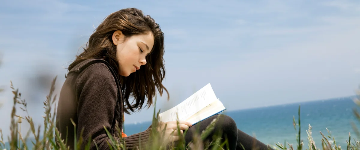 Person reading poetry