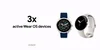 Illustration stating that there are over 3x as many active Wear OS devices since May 2021 between the outline of two watches