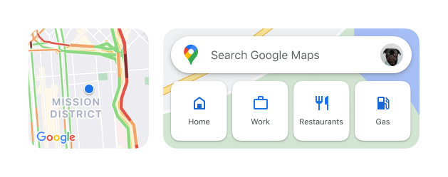 An image of the new Google Maps widgets