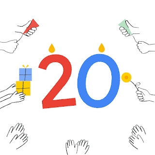Google 20周年のイラストのGIF。