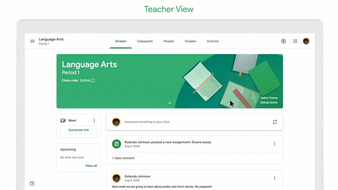 Google Meet and Google Classroom integration