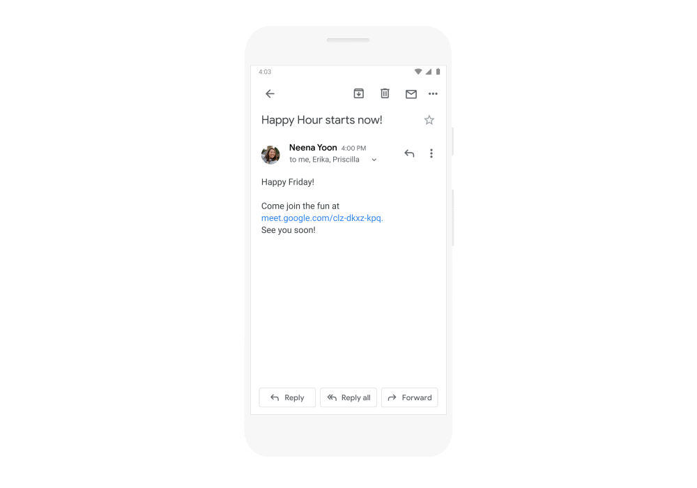 L'integrazione tra Meet e le applicazioni mobile di Gmail