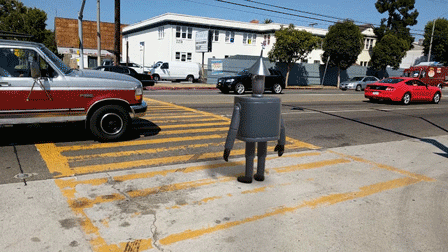 Virtual Tin Man in traffic using ARCore