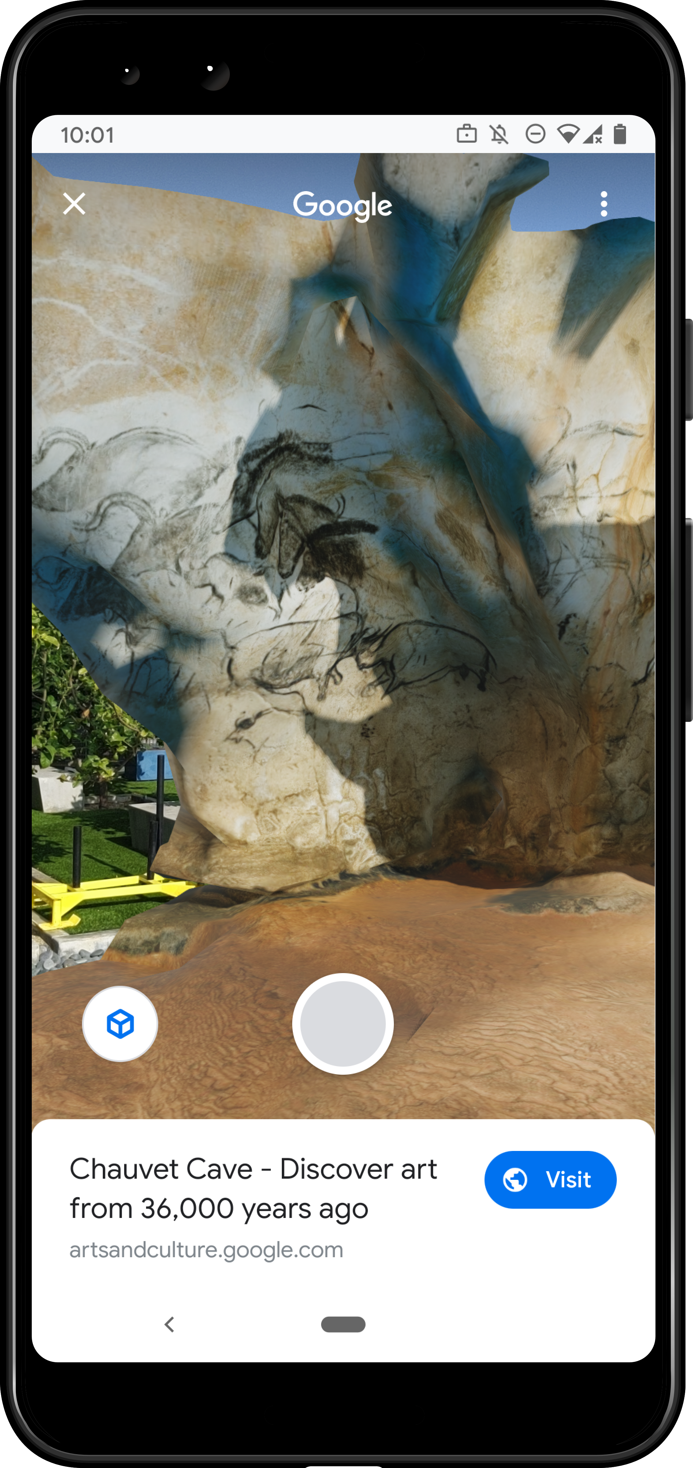 Phone screen displaying a AR model