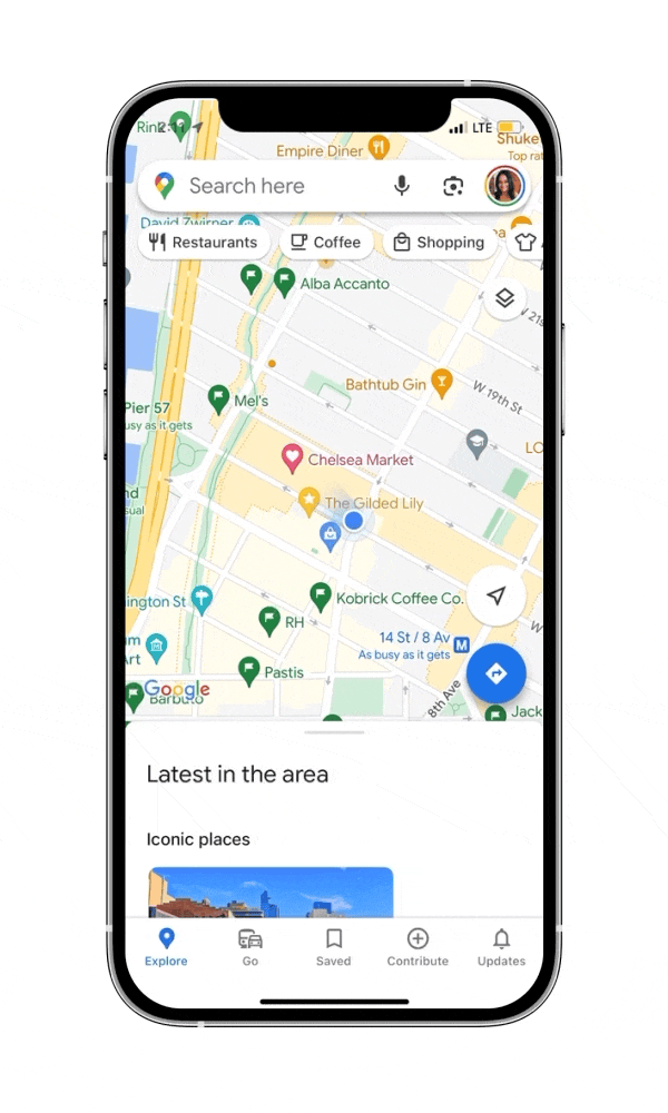 Ein Screenshot zeigt das Barrierefreie Orte-Feature in Google Maps.